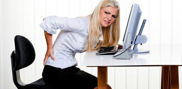 office worker with a sore back